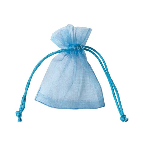SACCHETTO ORGANZA CON TIRANTE CM10X15 CIELO