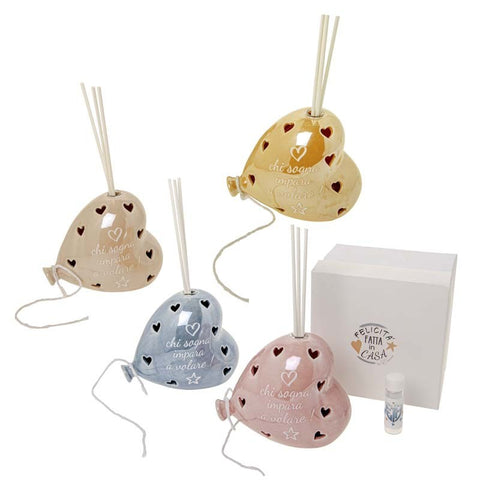 Profumatore con LED a forma di palloncino in ceramica con frasi