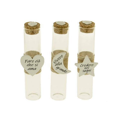 Bomboniera fialetta vetro con frasi