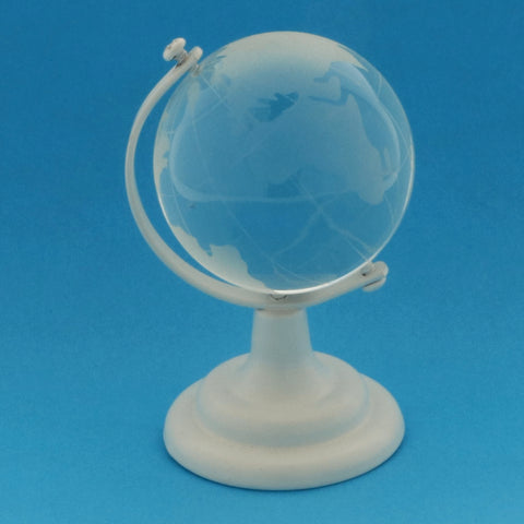 mappamondo online in vetro con base color bianco bomboniera