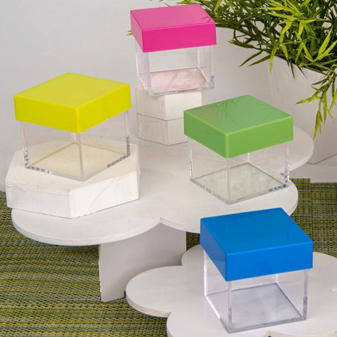 SCATOLINE PORTACONFETTI IN PLEX CON TAPPO MULTICOLOR CONFETTATA