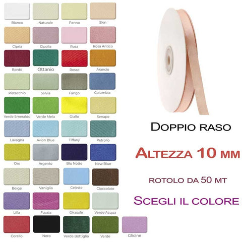 Nastro in raso 10mm rotolo da 50mt per confezionare
