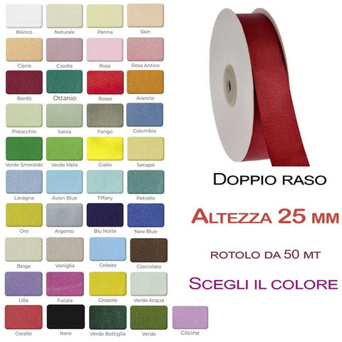Nastro doppio raso 25mm rotolo da 50mt