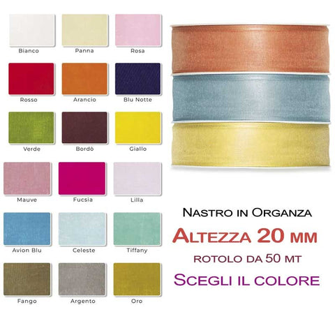 Nastro di organza 20 mm rotolo da 50 mt