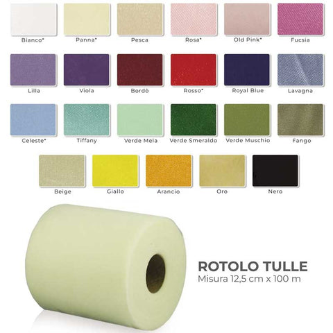 Rotolo tulle 12.5 cm x 100 mt