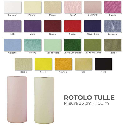 Tulle a rotolo 25 cm x 100 mt
