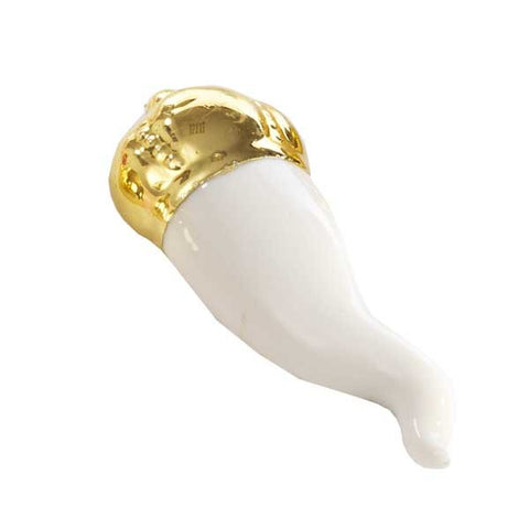 Magnete segnaposto cornetto portafortuna ceramica bianca