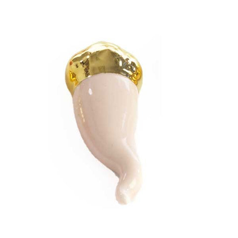 Corno portafortuna ceramica rosa cipria e oro