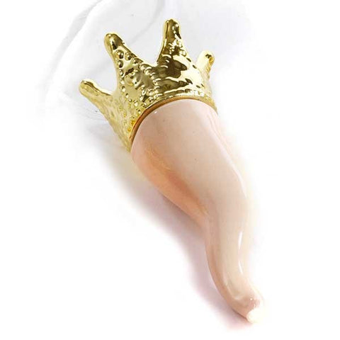 Cornetto Rosa Portafortuna con corona color oro