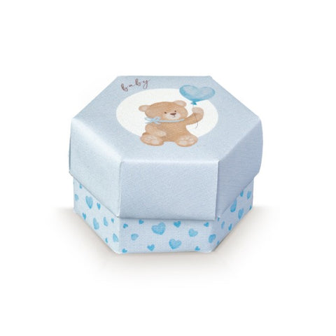 Scatoline Portaconfetti Nascita di Forma Esagono Celeste Con
