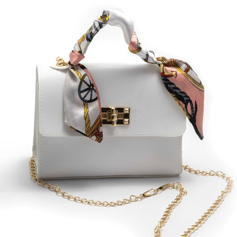 Scatola Portaconfetti Con Manico e Foulard Di Seta Borsetta