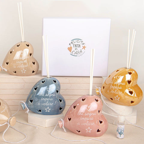 Profumatore con LED a forma di palloncino in ceramica con frasi