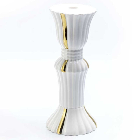 Originale Portacandele in Porcellana Bianca e Oro Bomboniere