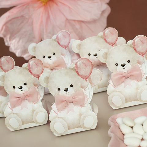 Scatolina Orsetto con Palloncini Rosa Un Tocco di Dolcezza