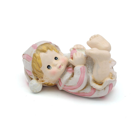 12 PEZZI BOMBONIERE IN RESINA STATUINE BAMBINE IN PIGIAMINO CON