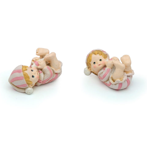 12 PEZZI BOMBONIERE IN RESINA STATUINE BAMBINE IN PIGIAMINO CON