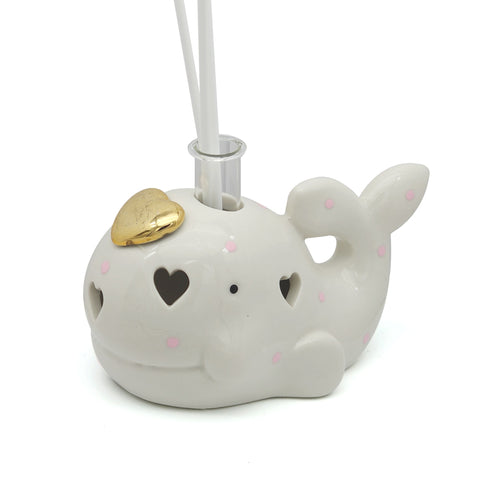 Profumatori in Ceramica Battesimo Bimba Balena con Led