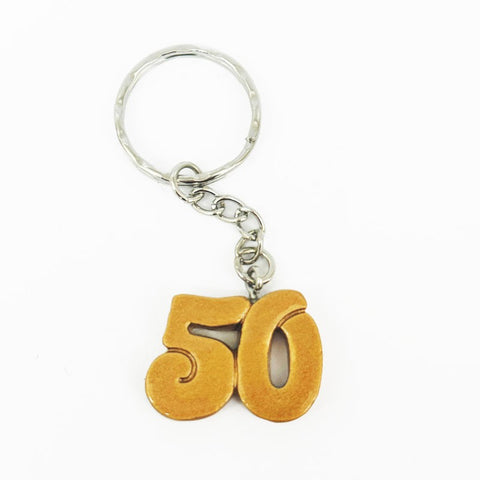 12 pezzi porta chiave numero 50 color oro