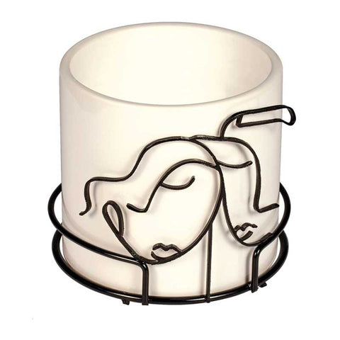 Vaso da fiori in ceramica con portafiori in ferro Acquista su