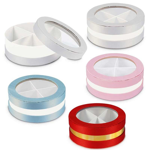 Scatolina Tonda Con Coperchio trasparente e divisorio per