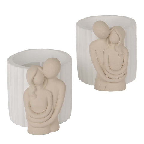 Candela Coppia Stilizzata Abbraccio Romantico per Matrimonio e