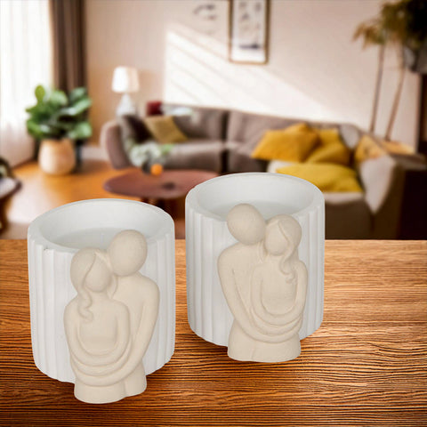 Candela Coppia Stilizzata Abbraccio Romantico per Matrimonio e