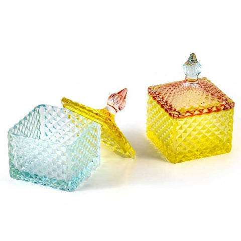 Scatolina vetro colorato forma quadrata bomboniera Acquista su