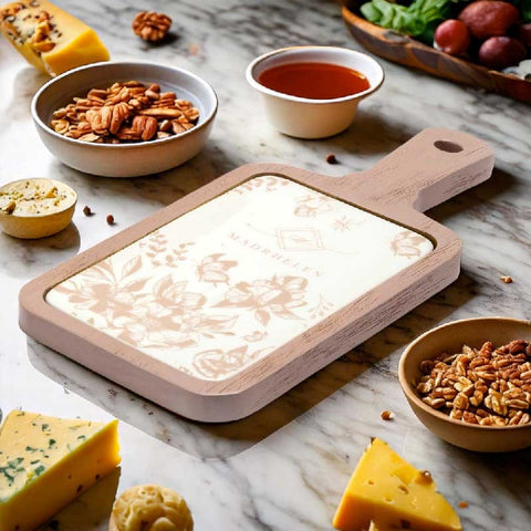 Tagliere in legno con mattonelle in ceramica decoro Flora