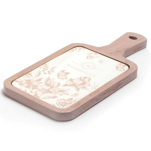 Tagliere in legno con mattonelle in ceramica decoro Flora
