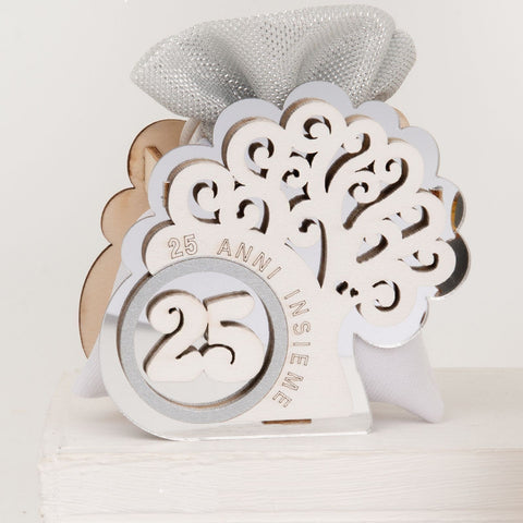 Scatolina Porta Confetti con Albero della Vita 25 Anni d'Amore