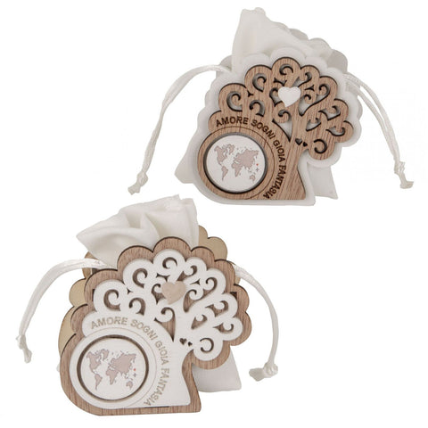 Scatolina con Tema Albero e Mappamondo Confetti in Stile