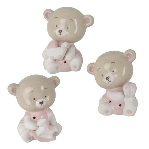 Orsetto rosa con luce led bomboniera nascita e battesimo