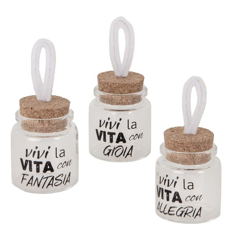 Vasetti con Tappo in Sughero e Frasi Bomboniere Originali