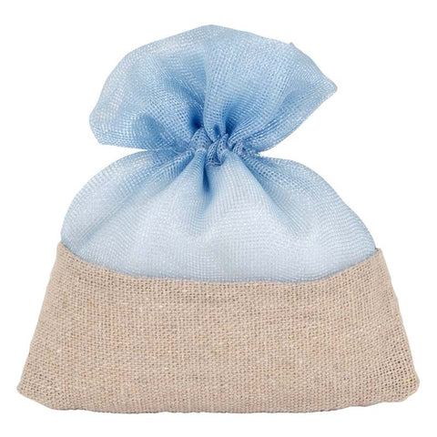Sacchetto Confetti Bicolore: Eleganza per Bimbo Celeste