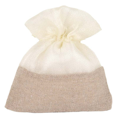 Sacchetti Confetti Bicolore: Eleganza in Beige e Bianco
