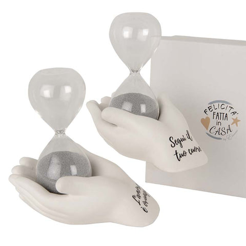 Clessidra con Sabbia Argento Sorretta Da una Mano