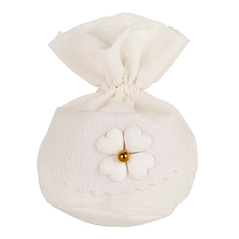 Sacchettino Portaconfetti Eco-Pelle con Fiori