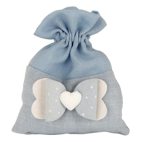 Idee per Confettate: Sacchettino Fiocco Pois Celeste
