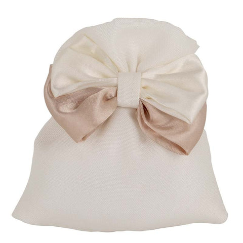 Sacchettino Portaconfetti Doppio Fiocco Beige