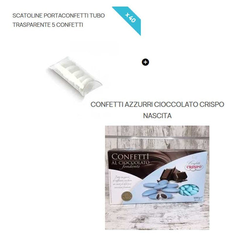 Kit 40 pz pvc per 5 confetti + 1kg confetti cioccolato celeste