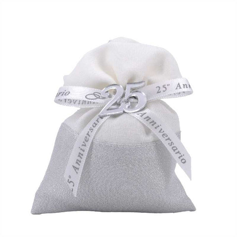 sacchetti 25 anni di matrimonio con fiocco e applicazione