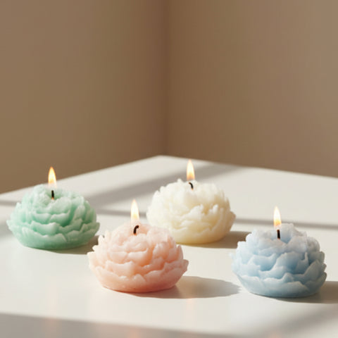Candele a Forma di Peonia in Cera di Soia