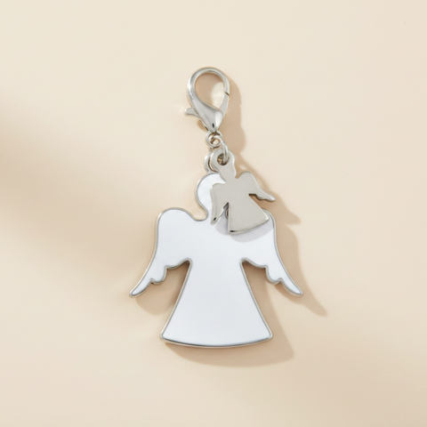 Ciondolo Angelo Doppio Smalto Bianco e Argento