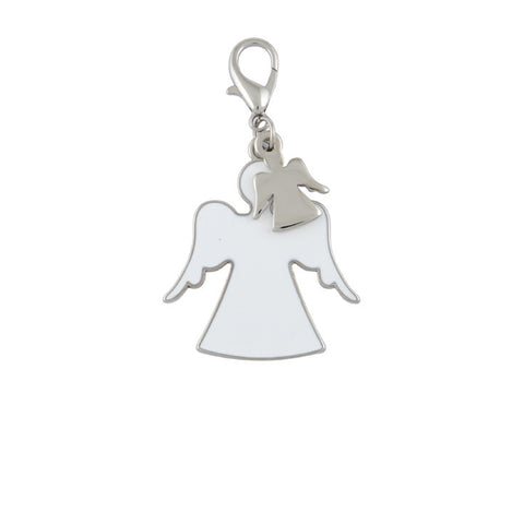 Ciondolo Angelo Doppio Smalto Bianco e Argento