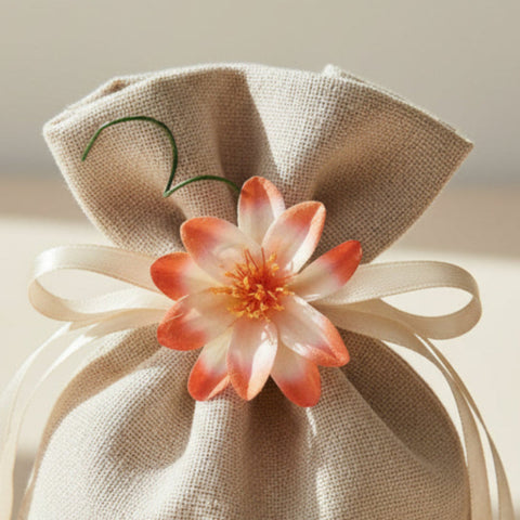 Fiore Bomboniera in Carta con Pistilli Arancio