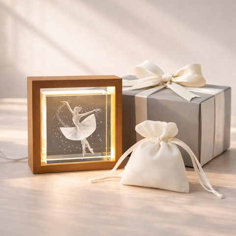 Lampada LED Cristallo 3D Ballerina con Cornice 