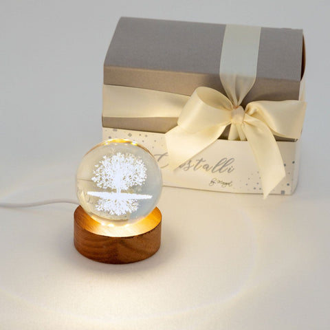 Lampada LED Sfera Albero della Vita 3D - Bomboniera Universale Matrimonio Battesimo