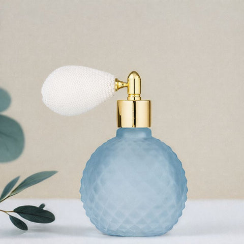 Profumatore spray Bubble in vetro blu con pompetta dorata Madrhelen Paris