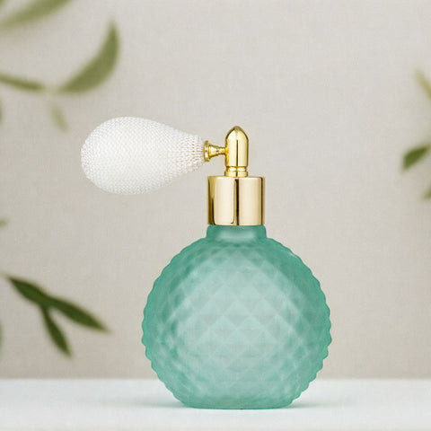 Profumatore spray Bubble Madrhelen in vetro verde con texture a bolle, bomboniera elegante per eventi