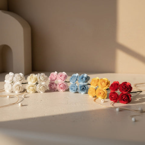 Mazzetti di roselline artificiali colorate per bomboniere e decorazioni fai da te